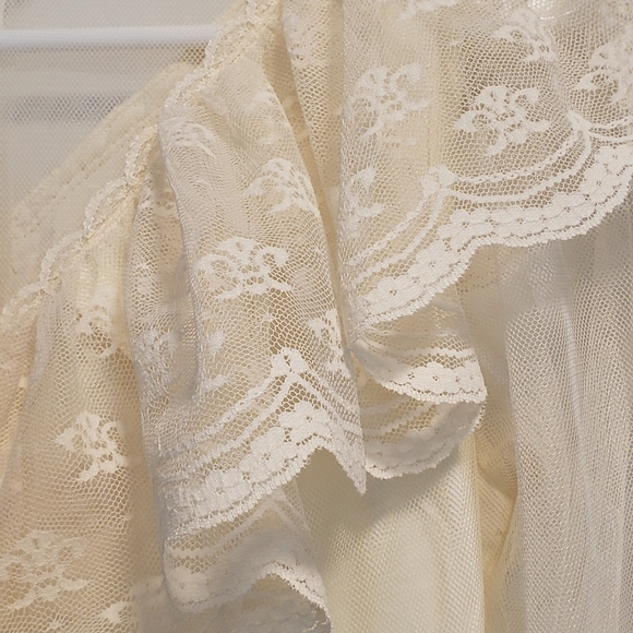 Vintage Dress Prairie Lace 1970s 1980 Union Made USA Nylon Fabric XS - Picture 10 of 11